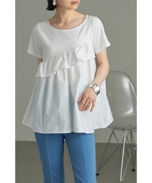 &. NOSTALGIA(アンドドットノスタルジア)の「アシメフリルカットプルオーバー(Tシャツ/カットソー・レディース・ベージュ/オフホワイト/ブラック・M)」の6枚目の写真