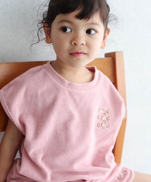 ooju（オージュ）の「【ooju】パイルフレンチスリーブTシャツ（Tシャツ/カットソー・キッズ・グリーン/ネイビー/ピンク・3/2/1/4）」の3枚目の写真