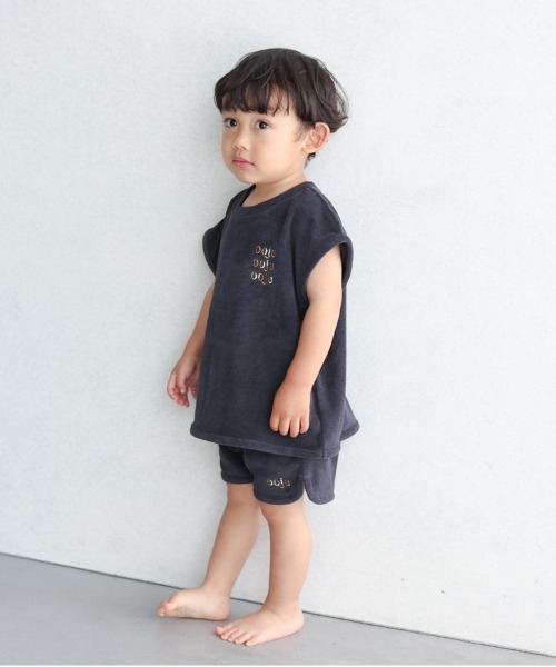 ooju（オージュ）の「【ooju】パイルフレンチスリーブTシャツ（Tシャツ/カットソー・キッズ・グリーン/ネイビー/ピンク・3/2/1/4）」の7枚目の写真