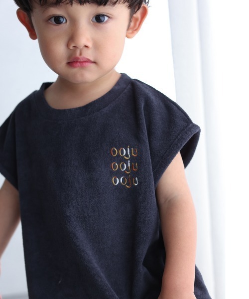 ooju（オージュ）の「【ooju】パイルフレンチスリーブTシャツ（Tシャツ/カットソー・キッズ・グリーン/ネイビー/ピンク・3/2/1/4）」の4枚目の写真