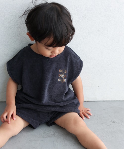 ooju（オージュ）の「【ooju】パイルフレンチスリーブTシャツ（Tシャツ/カットソー・キッズ・グリーン/ネイビー/ピンク・3/2/1/4）」の9枚目の写真