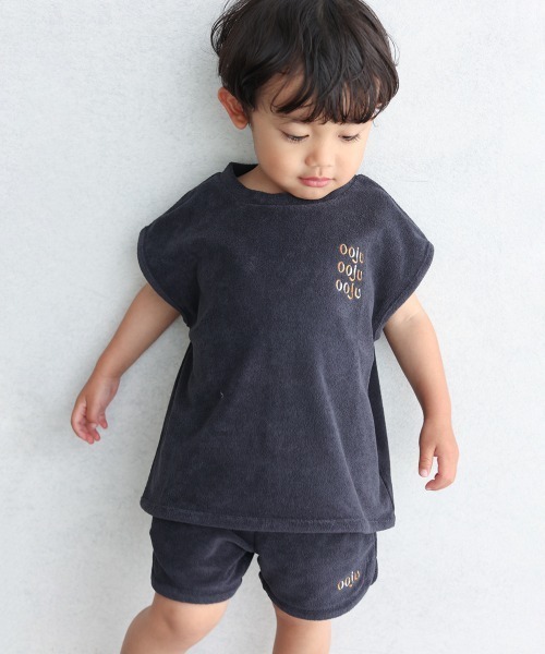 ooju（オージュ）の「【ooju】パイルフレンチスリーブTシャツ（Tシャツ/カットソー・キッズ・グリーン/ネイビー/ピンク・3/2/1/4）」の5枚目の写真