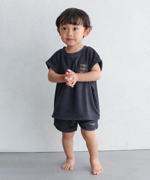 ooju（オージュ）の「【ooju】パイルフレンチスリーブTシャツ（Tシャツ/カットソー・キッズ・グリーン/ネイビー/ピンク・3/2/1/4）」の6枚目の写真