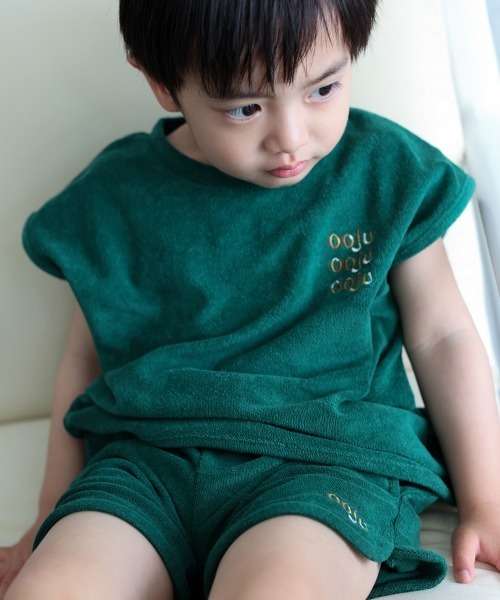 ooju（オージュ）の「【ooju】パイルフレンチスリーブTシャツ（Tシャツ/カットソー・キッズ・グリーン/ネイビー/ピンク・3/2/1/4）」の14枚目の写真