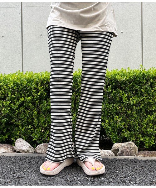 anap mimpi（アナップミンピ）の「ワッフルボーダー ソフトフレア リラックスパンツ（スラックス・レディース・ブルーグリーン/ブラック・FREE）」の12枚目の写真