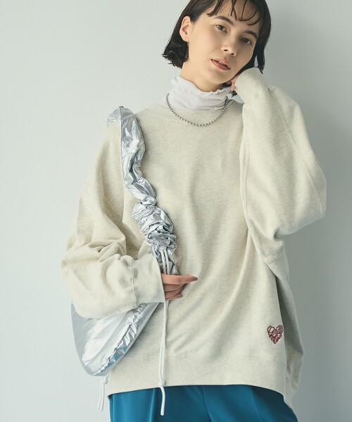 SUNNY SPORTS(サニースポーツ)の「SunnySports別注ハートモチーフ刺繍スウェット(スウェット・レディース・ブラック/ナチュラル/ライトピンク・FREE)」の3枚目の写真