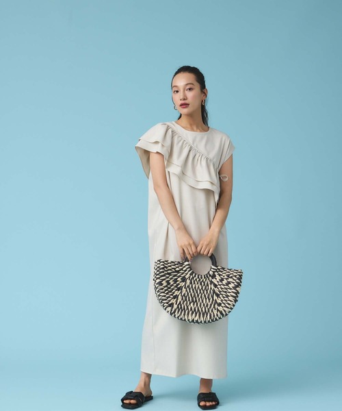 Edit Sheen（エディットシーン）の「麻調フリル付ワンピース（ワンピース・レディース・ライトベージュ/ピンク系その他3/ブラック・M）」の10枚目の写真