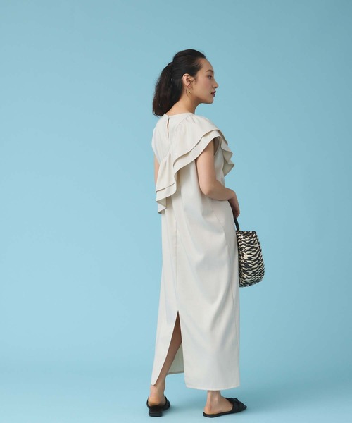 Edit Sheen（エディットシーン）の「麻調フリル付ワンピース（ワンピース・レディース・ライトベージュ/ピンク系その他3/ブラック・M）」の12枚目の写真