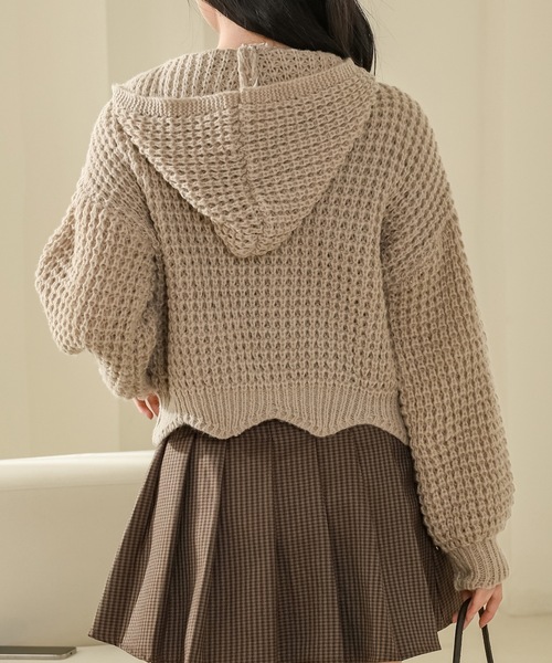 Lace Ladies(レースレディース)の「フロントジップ フーデット コンパクト ニット カーディガン(カーディガン/ボレロ・レディース・ベージュ/ピンク/ブラック/アイボリー/ブルーグレー・FREE)」の20枚目の写真