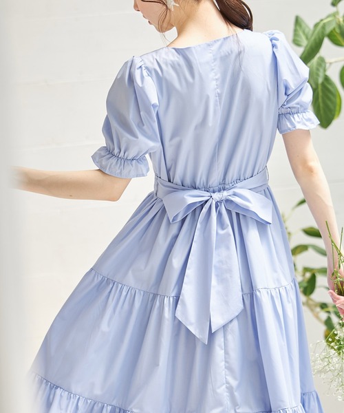 tocco closet（トッコ　クローゼット）の「２ＷＡＹウエストリボン付きティアードワンピース（ワンピース・レディース・オフホワイト/ラベンダー/ブルー・M）」の12枚目の写真