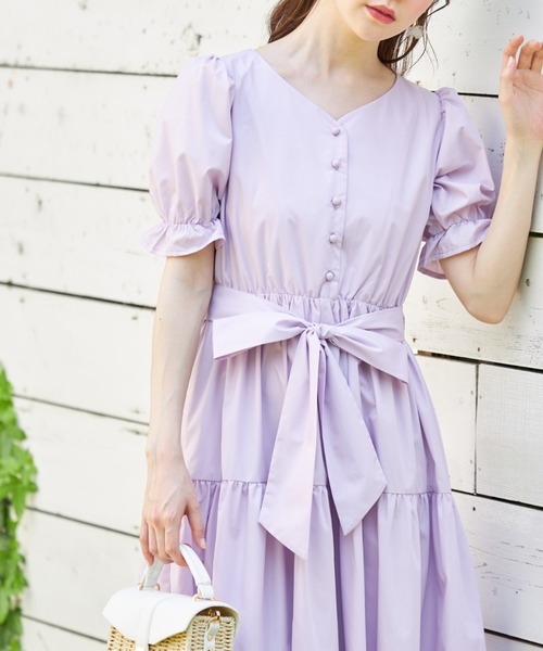 tocco closet（トッコ　クローゼット）の「２ＷＡＹウエストリボン付きティアードワンピース（ワンピース・レディース・オフホワイト/ラベンダー/ブルー・M）」の19枚目の写真