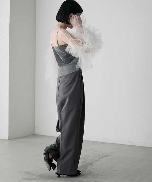 forksy.】【オケージョン対応】ボリュームチュールフリル袖シアー