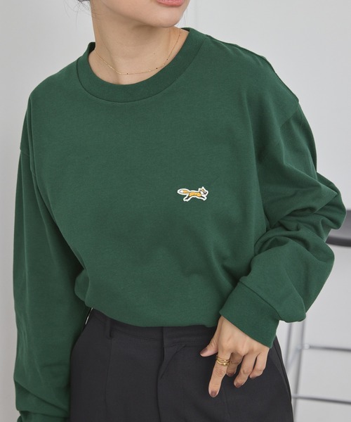 PENNEYS(ぺニーズ)の「PENNEYS/ペニーズ 別注 THE FOX ロゴ ワンポイントワッペン刺繍オーバーサイズTシャツ(Tシャツ/カットソー・レディース・ダークネイビー/ライトグレー/ホワイト系/ブラック/ホワイト/チャコール/ブラウン/グレイッシュベージュ/レッド/ピンク/ブラック系/グレイッシュブルー/チェリーレッド/レッド系/ブラック系2/モカ/ダークグリーン/ブルー系/ピンク系・S/L/M)」の11枚目の写真