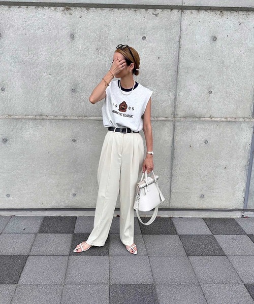 INTERPLAY（インタープレイ）の「【INTERPLAY x AYA】ヴィンテージ刺繍 フレンチ スリーブ（Tシャツ/カットソー・レディース・ブラック/グレー/アッシュグレー・FREE）」の5枚目の写真