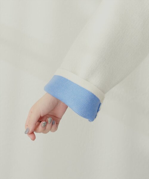 g*c様 完売品　natural couture FOX混　 ニットジャケット セール】FOX混プレーティングニットジャケット（ノーカラー