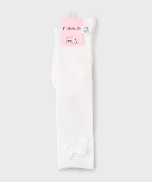 PINK-latte(ピンクラテ)の「◆36cmリボン付ハイソックス(ソックス/靴下・キッズ・ブラック/オフホワイト/ダークグレー/ブルー系その他・00)」の2枚目の写真