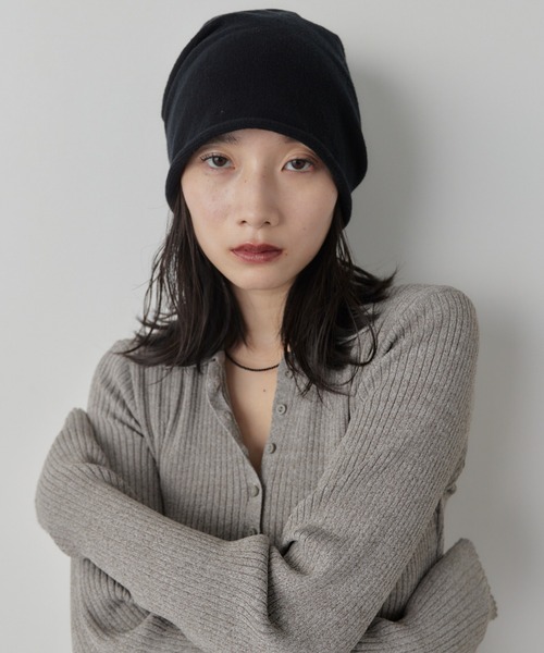 HANNE(アン)の「ルーズニットビーニー(ニットキャップ/ビーニー・レディース・ブラック/グレー・FREE)」の18枚目の写真