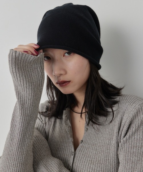 HANNE(アン)の「ルーズニットビーニー(ニットキャップ/ビーニー・レディース・ブラック/グレー・FREE)」の19枚目の写真