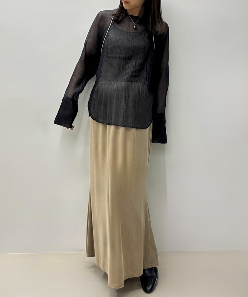 CE'E_SE'E（シーシー）の「ベロアストレートスカート（スカート・レディース・ブラック/ベージュ/ダークブラウン/ネイビー・FREE）」の13枚目の写真