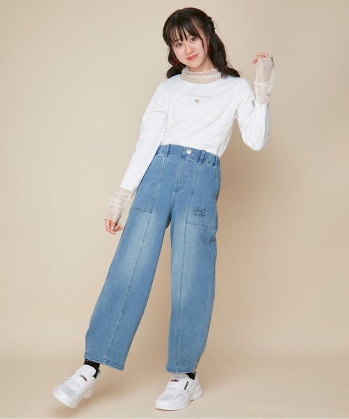 JENNI love（ジェニィラブ）の「そでチュール切替えリブロンT（Tシャツ/カットソー・キッズ・ピンク/アイボリー/ブラック・130cm/140cm/150cm/160cm）」の5枚目の写真