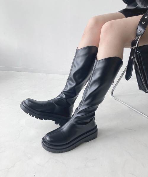 AS KNOW AS plus（アズノゥアズプラス）の「Vカットロングブーツ（ブーツ・レディース・ベージュ/ブラウン/ブラック・M/L）」の12枚目の写真