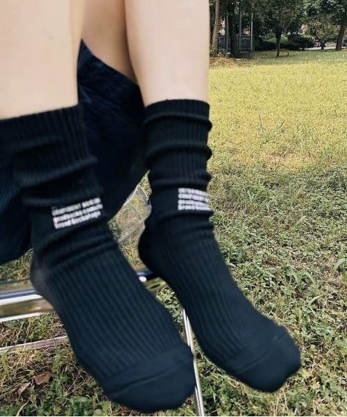 CALIFORNIA OUTFITTERS（カリフォルニア アウトフィッターズ）の「3-8E31 ロゴフロントデザイン リブソックス（ソックス/靴下・レディース・イエロー/ブラック/ホワイト・ONESIZE）」の3枚目の写真