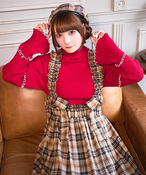 クティールとレトロ】【新色追加】フレアスリーブリブメロータートル