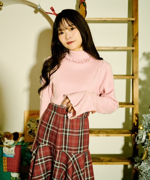 クティールとレトロ】【新色追加】フレアスリーブリブメロータートル