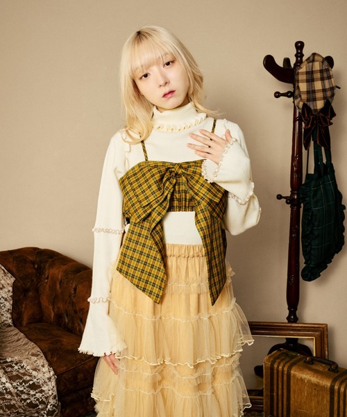 クティールとレトロ】フレアスリーブリブメロータートル（ニット