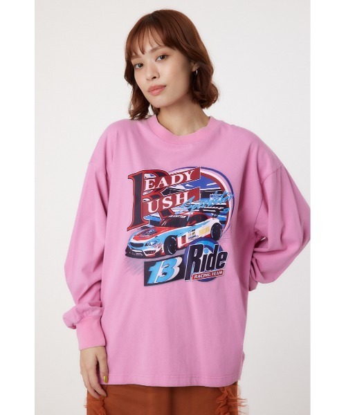 RODEO CROWNS WIDE BOWL(ロデオクラウンズワイドボウル)の「G/O AUTO RACING L/S Tシャツ(Tシャツ/カットソー・レディース・オフホワイト/チャコールグレー/ピンク・FREE)」の4枚目の写真