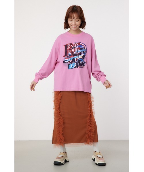 RODEO CROWNS WIDE BOWL(ロデオクラウンズワイドボウル)の「G/O AUTO RACING L/S Tシャツ(Tシャツ/カットソー・レディース・オフホワイト/チャコールグレー/ピンク・FREE)」の8枚目の写真