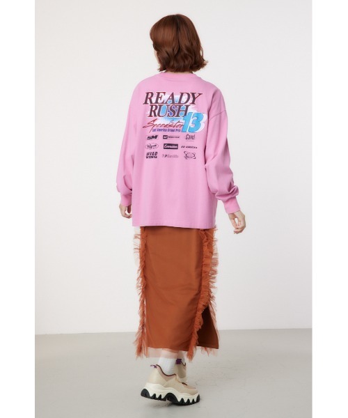RODEO CROWNS WIDE BOWL(ロデオクラウンズワイドボウル)の「G/O AUTO RACING L/S Tシャツ(Tシャツ/カットソー・レディース・オフホワイト/チャコールグレー/ピンク・FREE)」の9枚目の写真