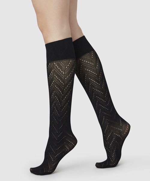 SWEDISH STOCKING（スウェディッシュストッキングス）の「Ina Pointelle Knee-Highs Black（ソックス/靴下・レディース・ブラック・ONE SIZE）」の1枚目の写真
