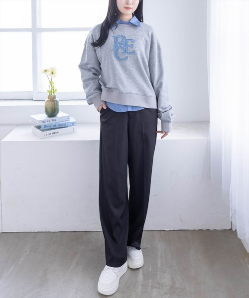 clear（クリア）の「デニムロゴ普通丈スウェットトップス [大人 カジュアル 着回し力抜群]≪再入荷≫（スウェット・レディース・ネイビー/グレー/アイボリー・F）」の8枚目の写真