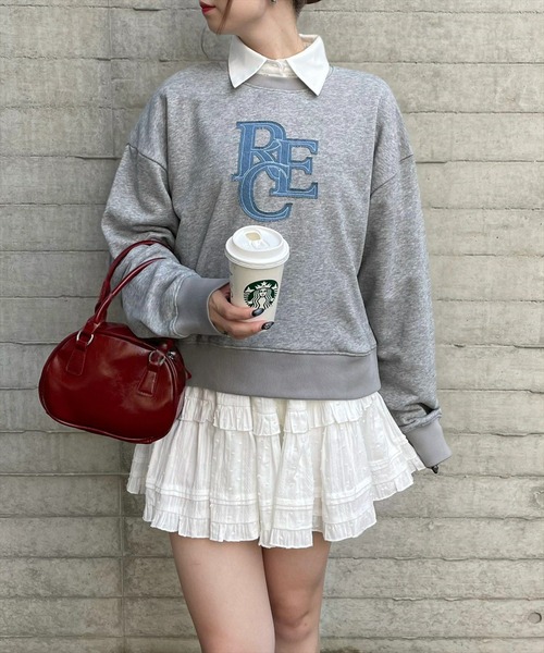 clear（クリア）の「デニムロゴ普通丈スウェットトップス [大人 カジュアル 着回し力抜群]≪再入荷≫（スウェット・レディース・ネイビー/グレー/アイボリー・F）」の9枚目の写真