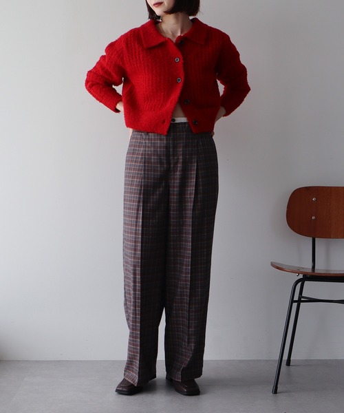 earth music&ecology（アースミュージックアンドエコロジー）の「ダブルウエストデザインパンツ（スラックス・レディース・グレー/チェック/グレー系その他3・S/M）」の9枚目の写真