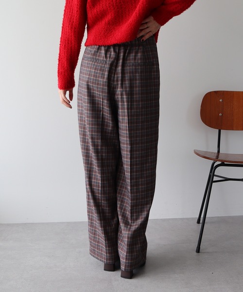 earth music&ecology（アースミュージックアンドエコロジー）の「ダブルウエストデザインパンツ（スラックス・レディース・グレー/チェック/グレー系その他3・S/M）」の5枚目の写真