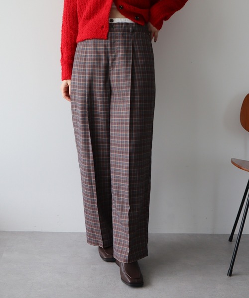earth music&ecology（アースミュージックアンドエコロジー）の「ダブルウエストデザインパンツ（スラックス・レディース・グレー/チェック/グレー系その他3・S/M）」の7枚目の写真