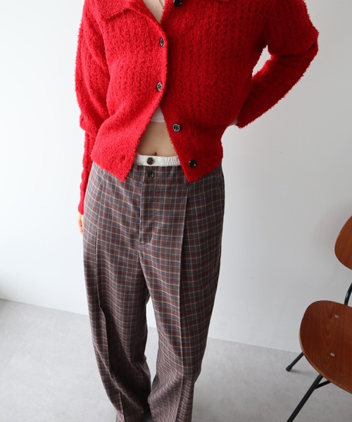 earth music&ecology（アースミュージックアンドエコロジー）の「ダブルウエストデザインパンツ（スラックス・レディース・グレー/チェック/グレー系その他3・S/M）」の8枚目の写真