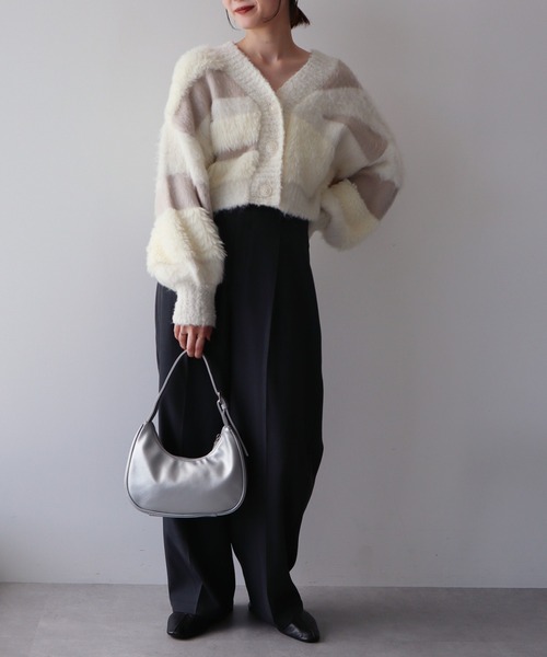 earth music&ecology（アースミュージックアンドエコロジー）の「ダブルウエストデザインパンツ（スラックス・レディース・グレー/チェック/グレー系その他3・S/M）」の19枚目の写真