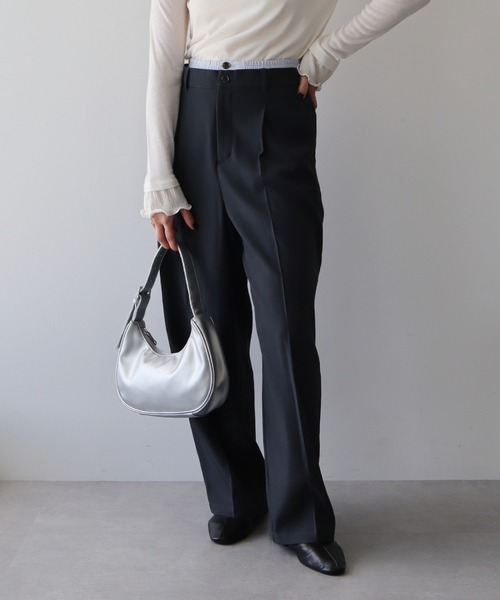 earth music&ecology（アースミュージックアンドエコロジー）の「ダブルウエストデザインパンツ（スラックス・レディース・グレー/チェック/グレー系その他3・S/M）」の12枚目の写真