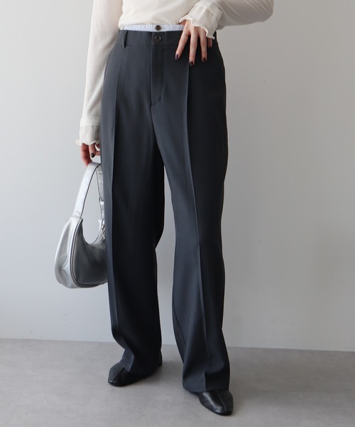 earth music&ecology（アースミュージックアンドエコロジー）の「ダブルウエストデザインパンツ（スラックス・レディース・グレー/チェック/グレー系その他3・S/M）」の13枚目の写真