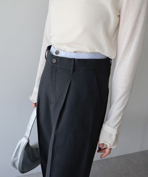 earth music&ecology（アースミュージックアンドエコロジー）の「ダブルウエストデザインパンツ（スラックス・レディース・グレー/チェック/グレー系その他3・S/M）」の15枚目の写真