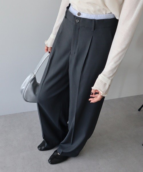 earth music&ecology（アースミュージックアンドエコロジー）の「ダブルウエストデザインパンツ（スラックス・レディース・グレー/チェック/グレー系その他3・S/M）」の16枚目の写真