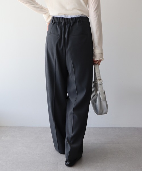 earth music&ecology（アースミュージックアンドエコロジー）の「ダブルウエストデザインパンツ（スラックス・レディース・グレー/チェック/グレー系その他3・S/M）」の17枚目の写真