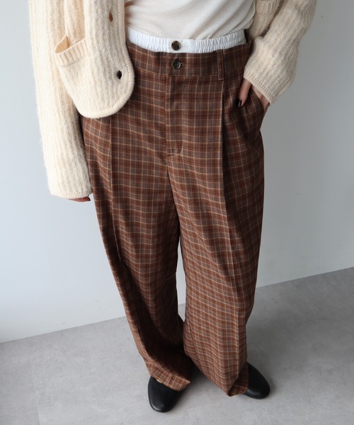 earth music&ecology（アースミュージックアンドエコロジー）の「ダブルウエストデザインパンツ（スラックス・レディース・グレー/チェック/グレー系その他3・S/M）」の21枚目の写真