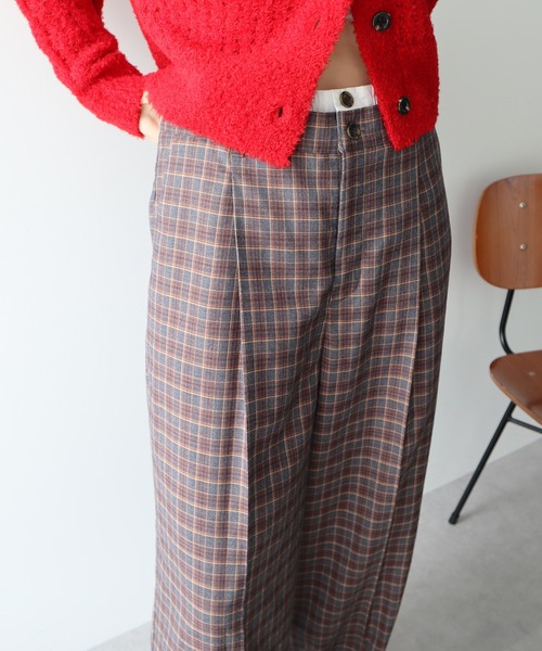 earth music&ecology（アースミュージックアンドエコロジー）の「ダブルウエストデザインパンツ（スラックス・レディース・グレー/チェック/グレー系その他3・S/M）」の11枚目の写真