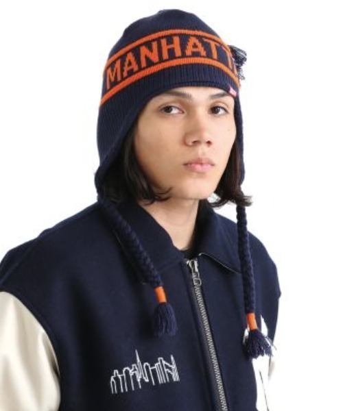 Manhattan Portage（マンハッタンポーテージ）の「Manhattan Portage/マンハッタンポーテージ ビーニー JACQUAR GUIDE KNIT CAP MP299（ニットキャップ/ビーニー・メンズ・ブラック/レッド/ホワイト/ネイビー・FREE）」の3枚目の写真