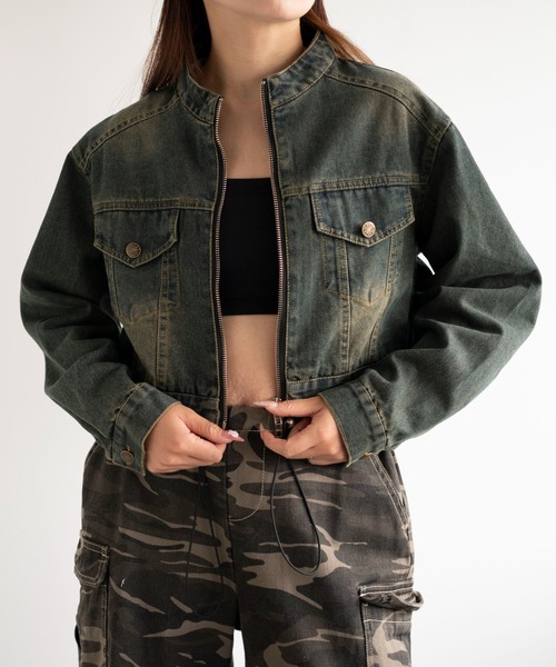   ブラック クロップドデニムジャケット WEB限定セール☆3990円→1290円 クロップドデニムジャケット