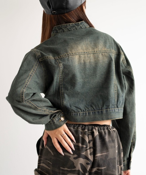 dispark（ディスパーク）の「DISPARK/Wジップクロップドバイカーデニムジャケット（デニムジャケット・レディース・ブルー系1/ブラック・FREE）」の9枚目の写真